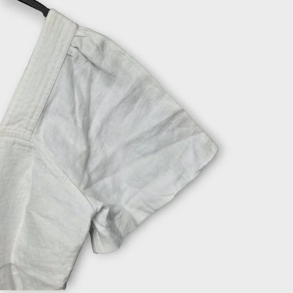 MADEWELL Square-Neck Mini Dress in 100% Linen White 12 NWT - Picture 6 of 12